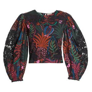 FARM RIO Frutis Dream Puff-sleeve Blouse In Black